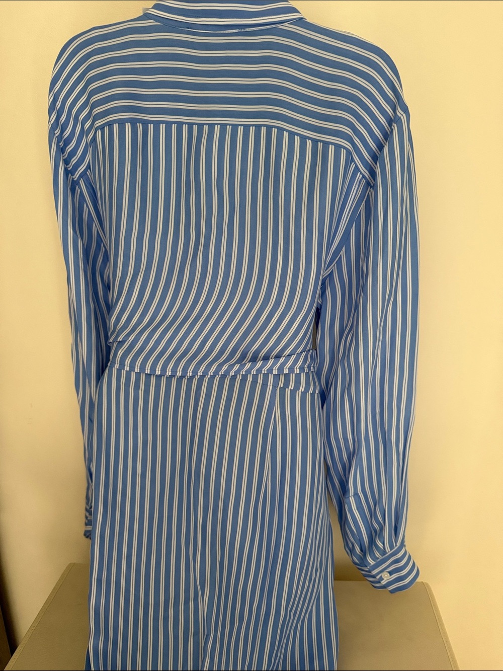 Michael Kors Blue and White Striped Maxi Shirt Dress with Tie Waist - Picture 6 of 7